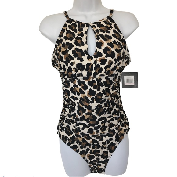 ellen tracy leopard swimsuit